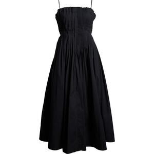 STAUD Black Strapless Midi Dress
